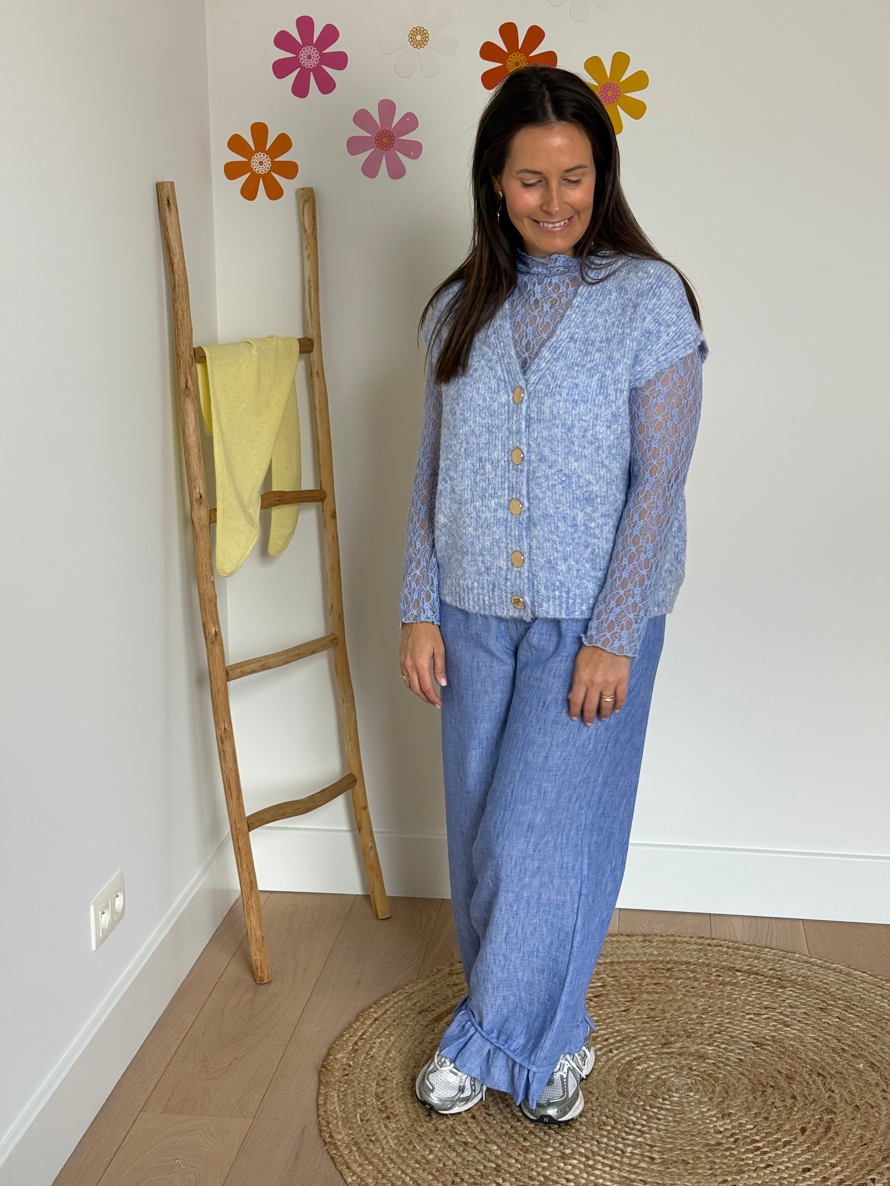 Blauw/roze gestreepte gilet en longsleeve - My Dressing