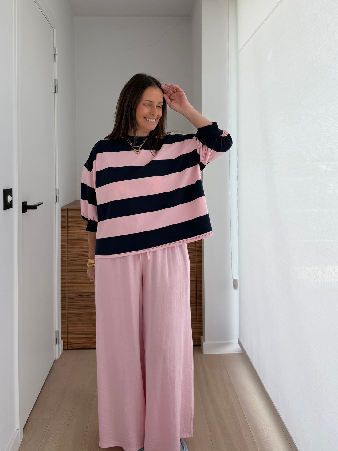 losse roze broek met rekker - My Dressing