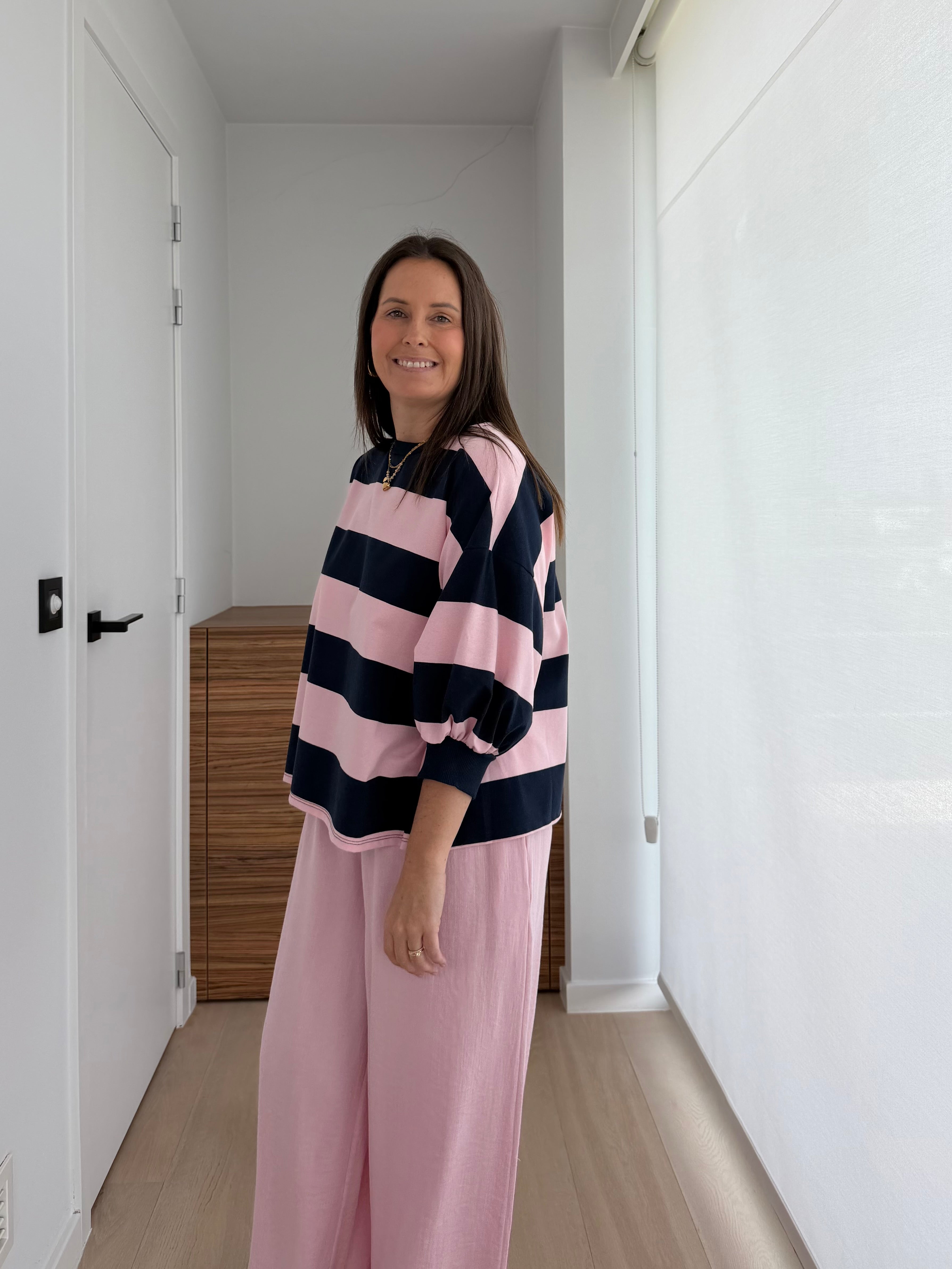 Roze brede broek met rekker - My Dressing