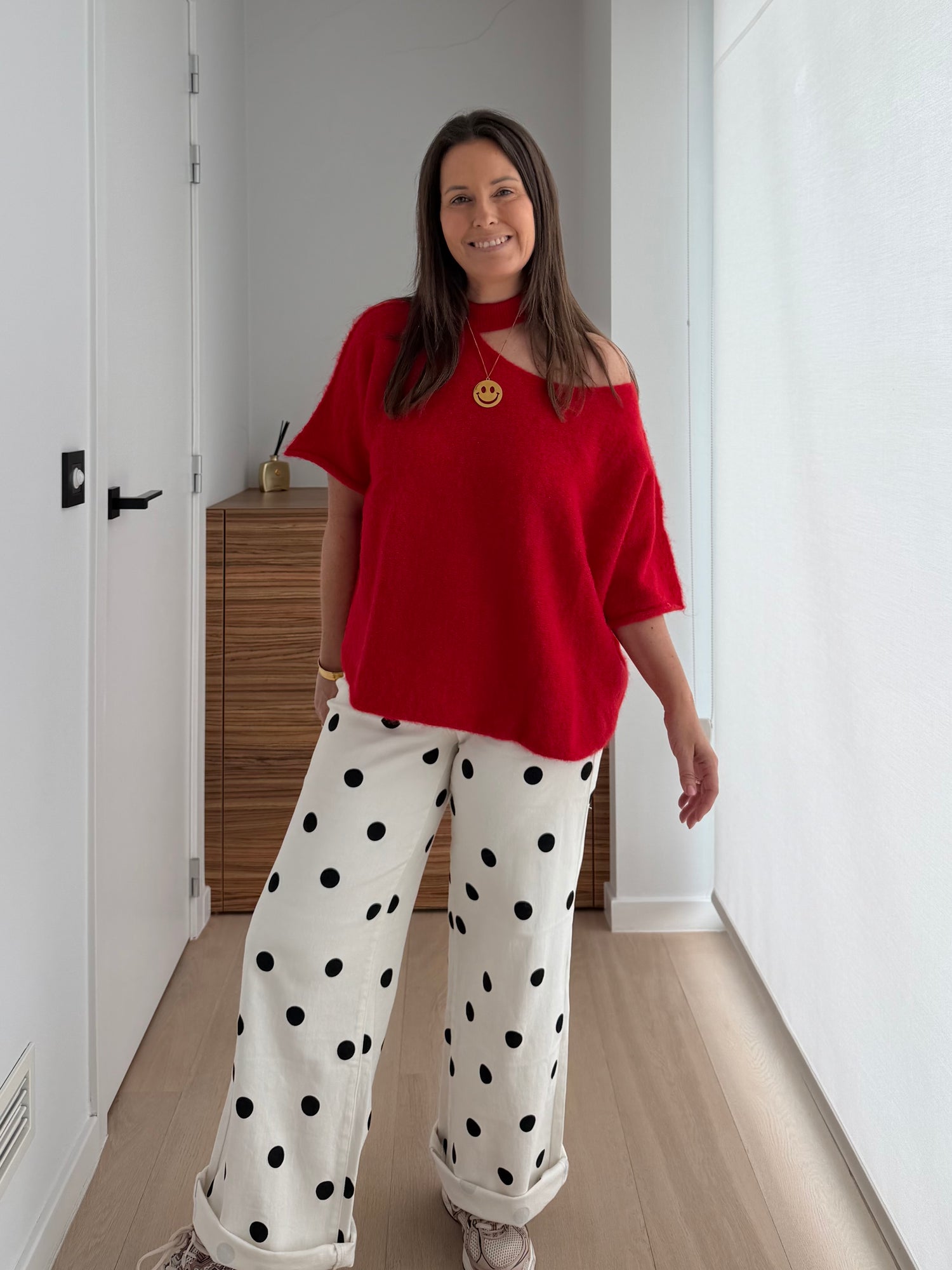 Oversized rode off shoulder trui - My Dressing