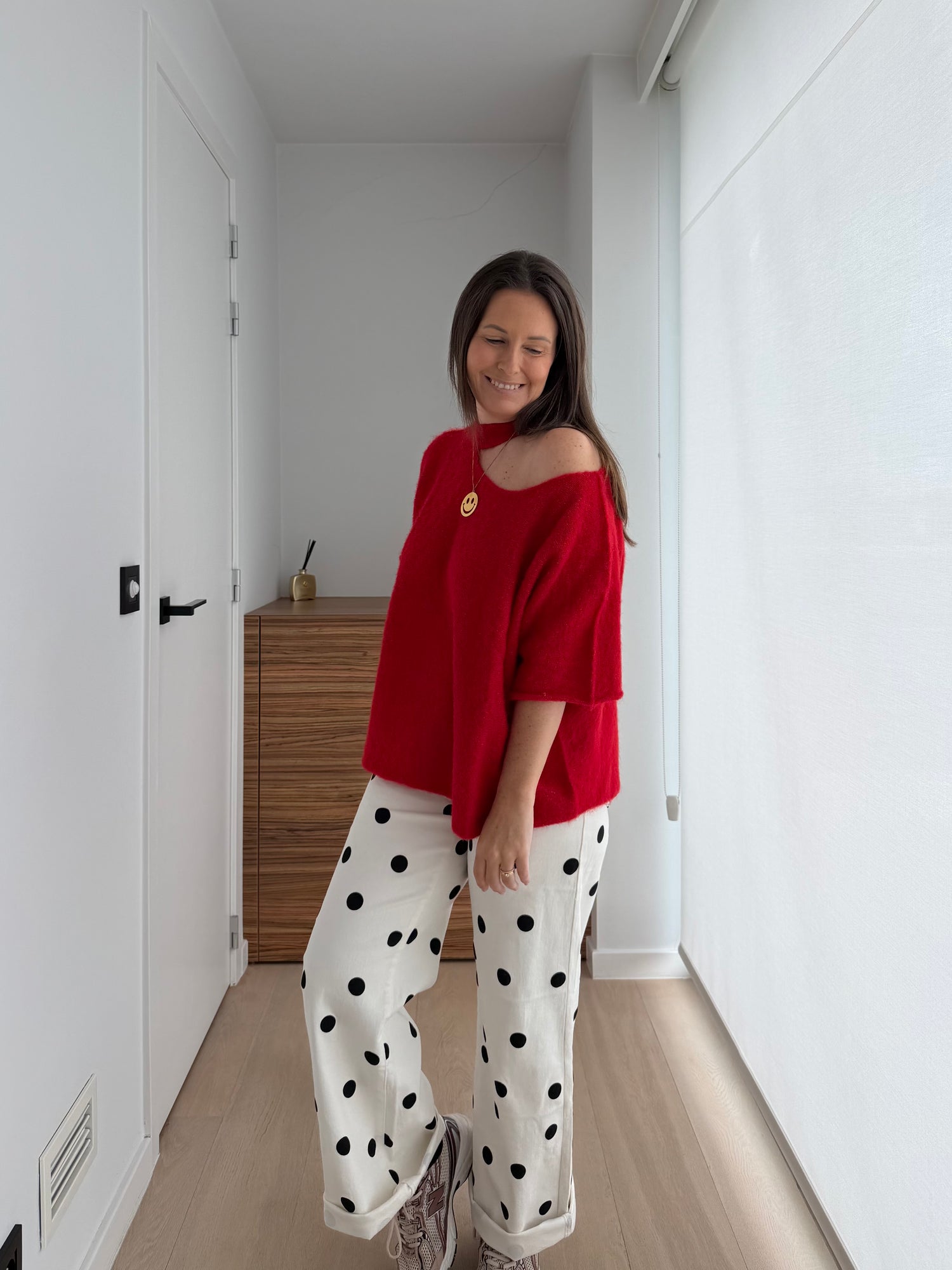 oversized rode trui met korte mouwen - My Dressing