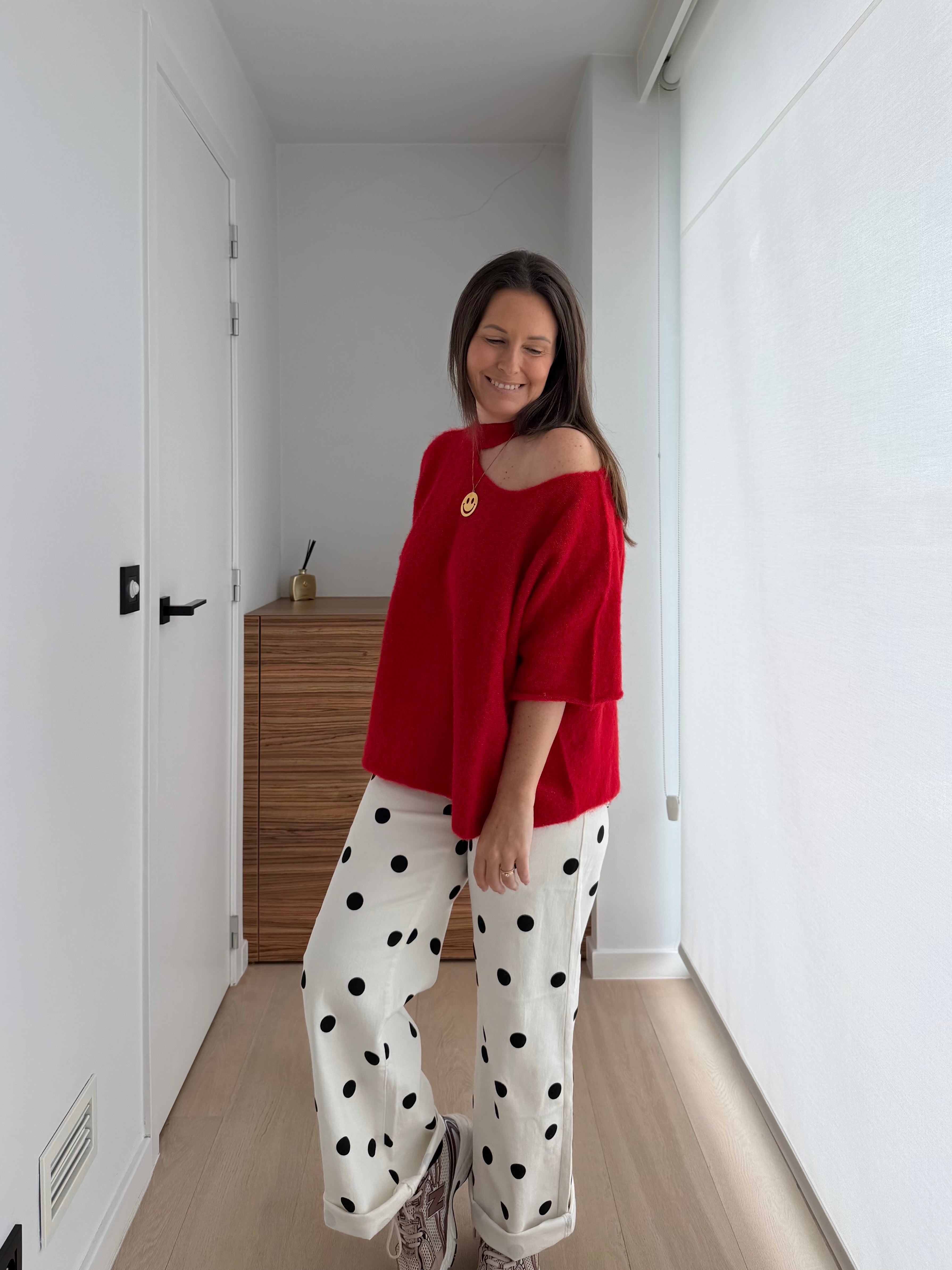 oversized rode trui met korte mouwen - My Dressing