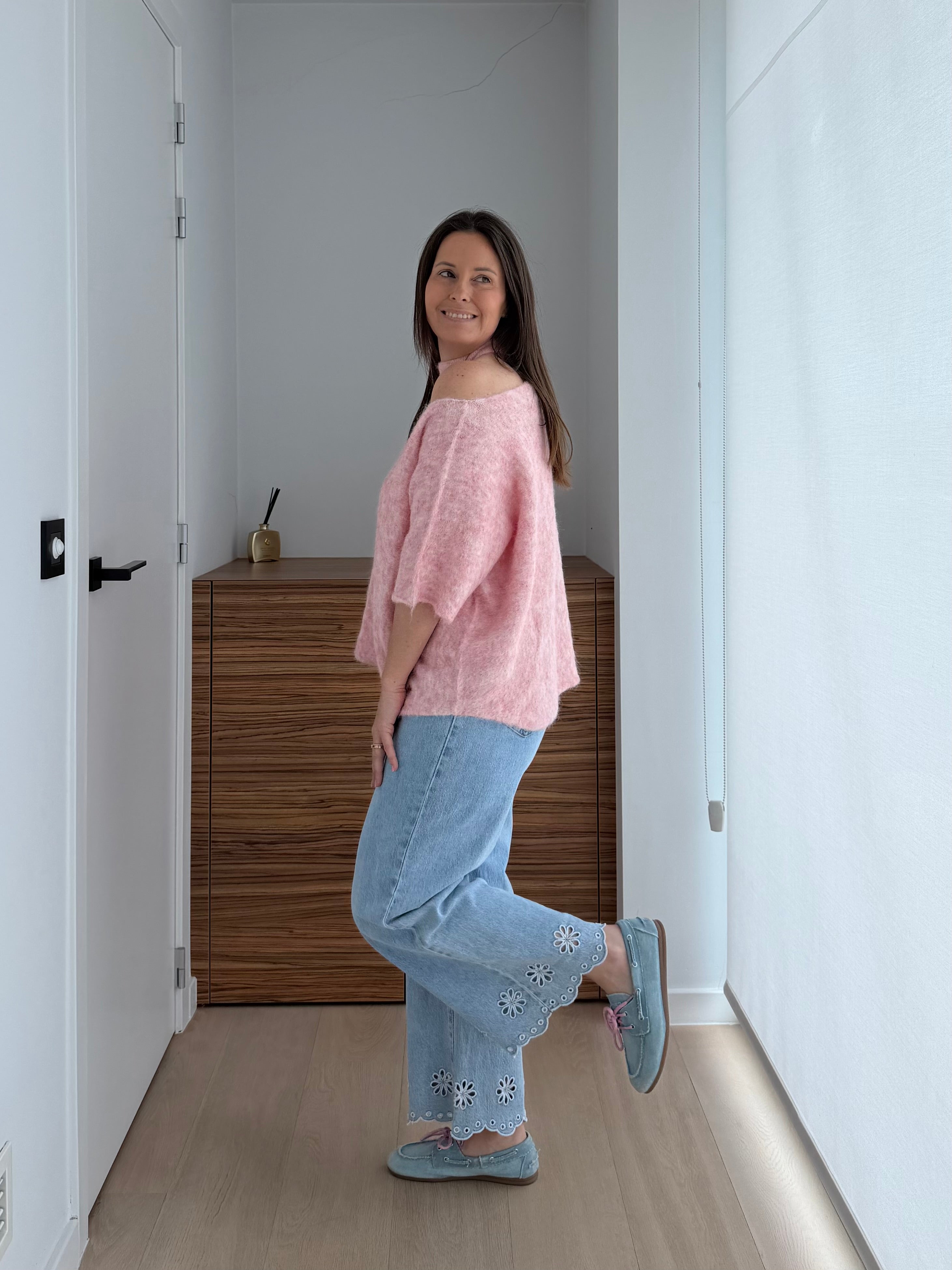 Roze off shoulder trui - My Dressing