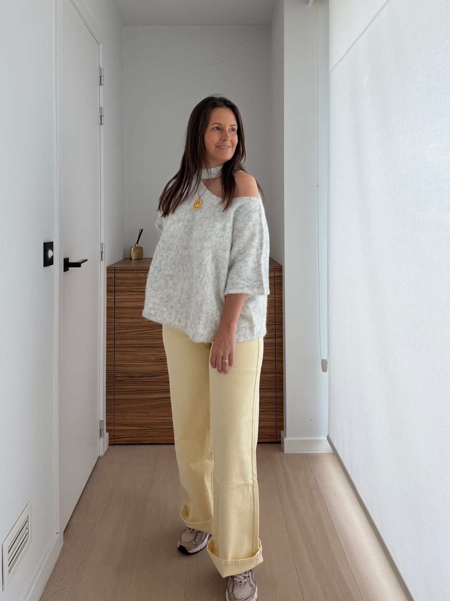 Oversized off shoulder trui in grijs - My Dressing