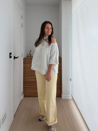 Oversized off shoulder trui in grijs - My Dressing