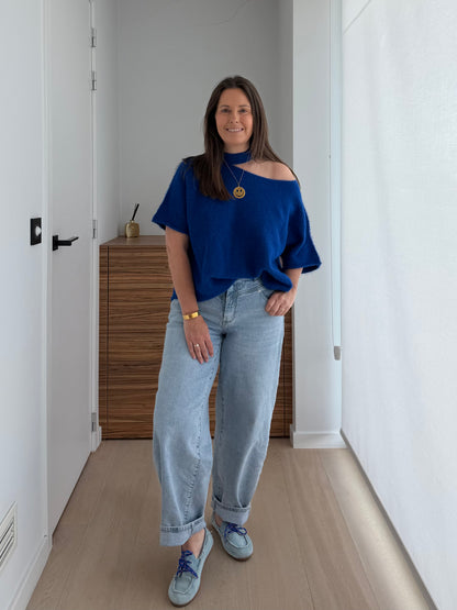 Off shoulder truitje in kobaltblauw - My Dressing