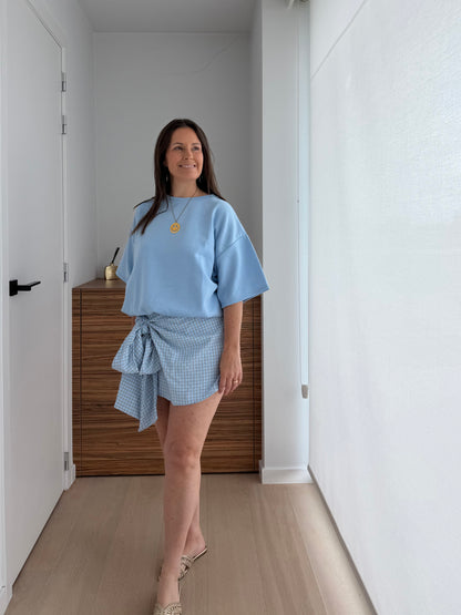 Basic lichtblauwe cropped  t-shirt - My Dressing