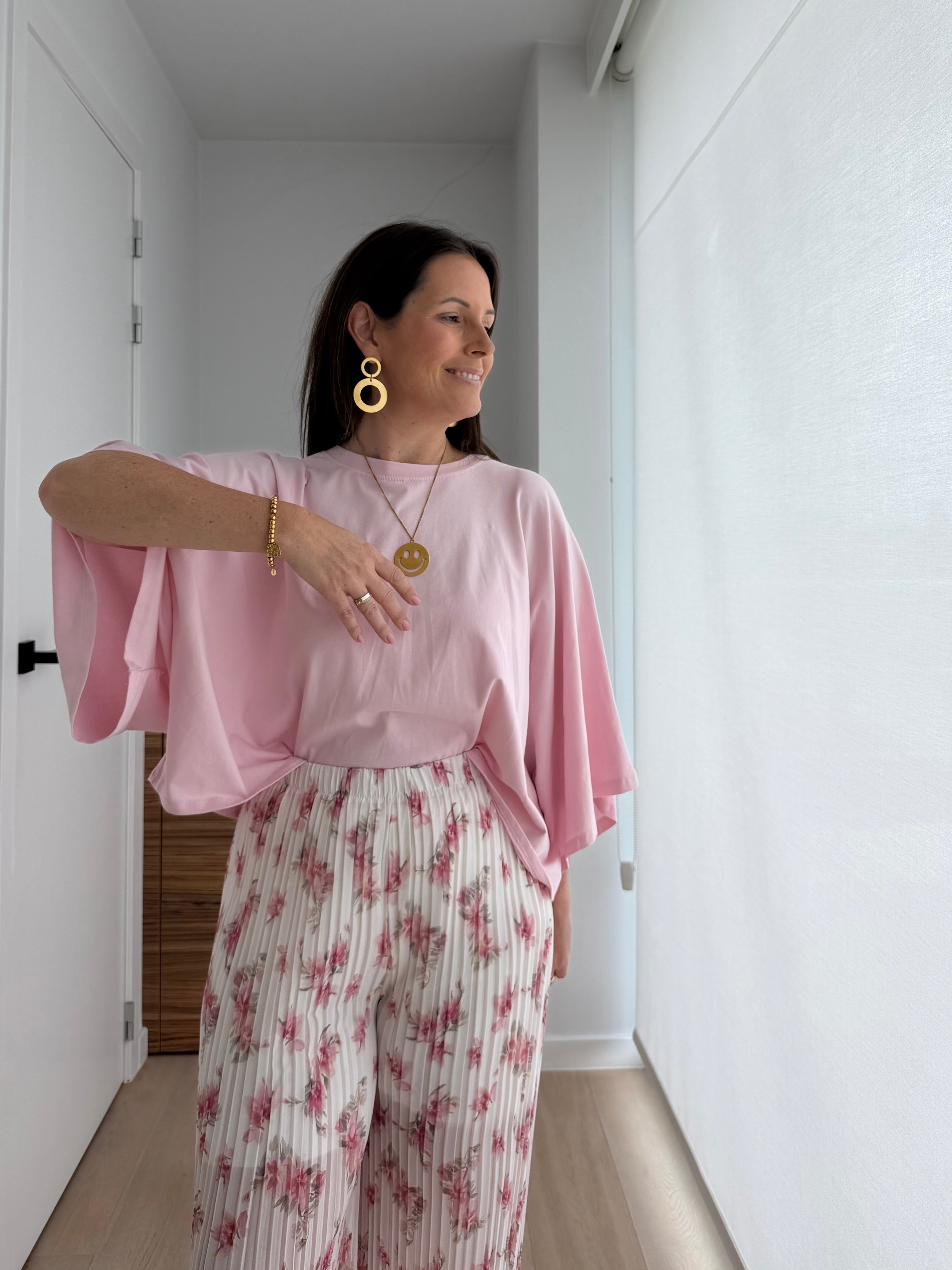 Losse comfy oversized t-shirt in roze - My Dressing