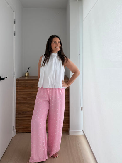 Roze broek met witte stippen - My Dressing