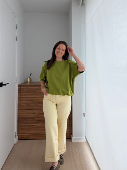 Crpped oversized t-shirt kaki - My Dressing
