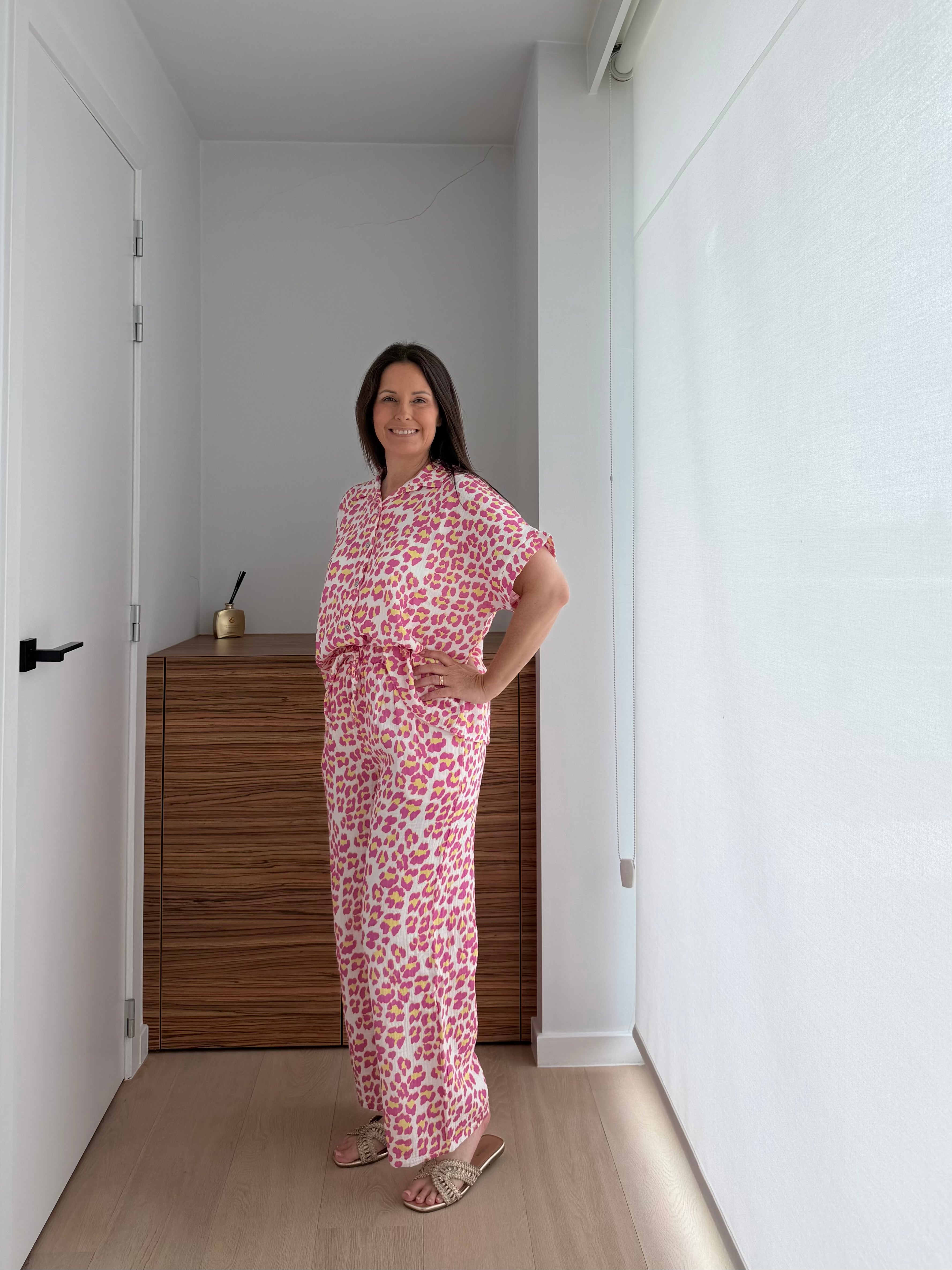 Roze leopard set in tetrastof - M Dressing
