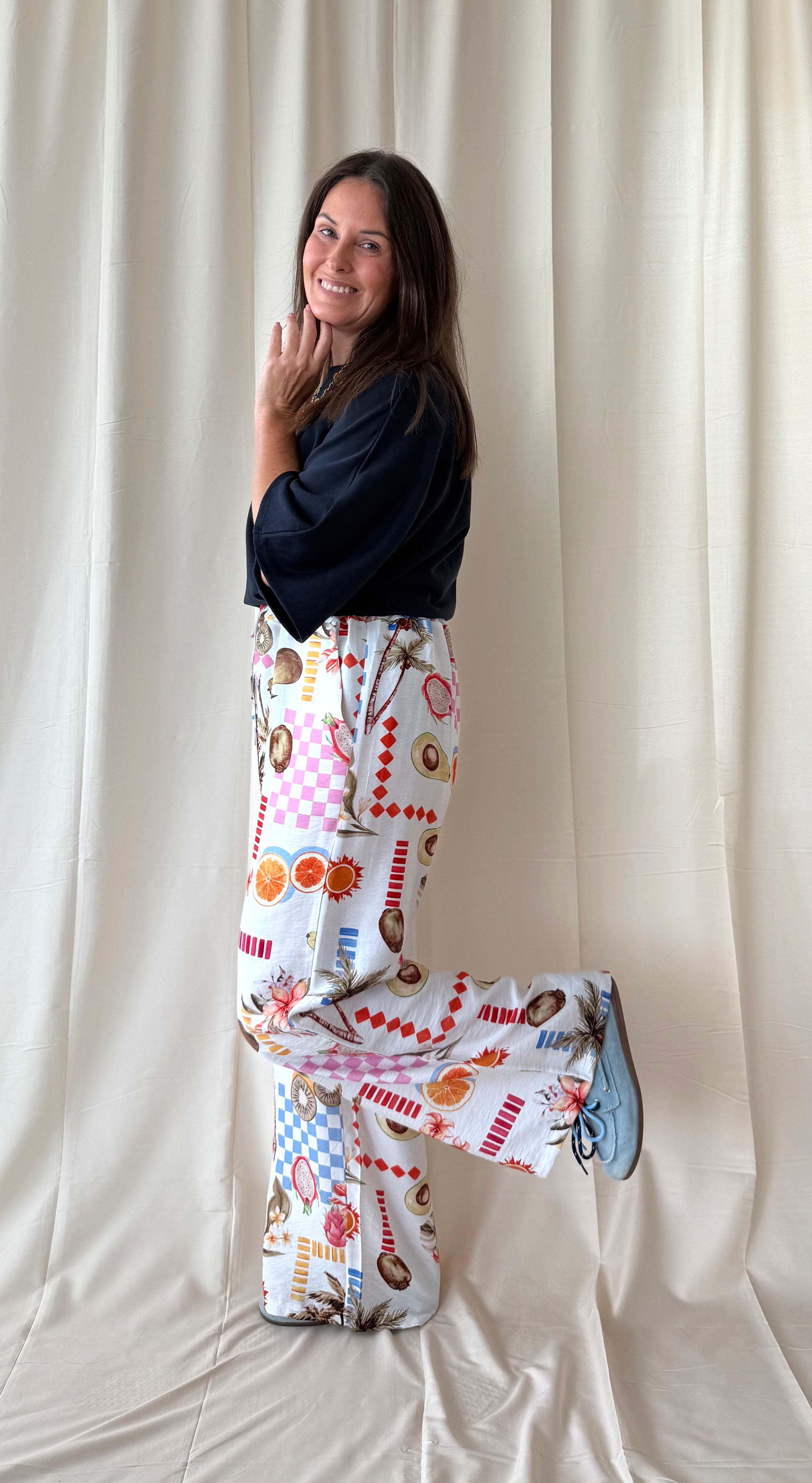 Brede losse broek met print - My Dressing