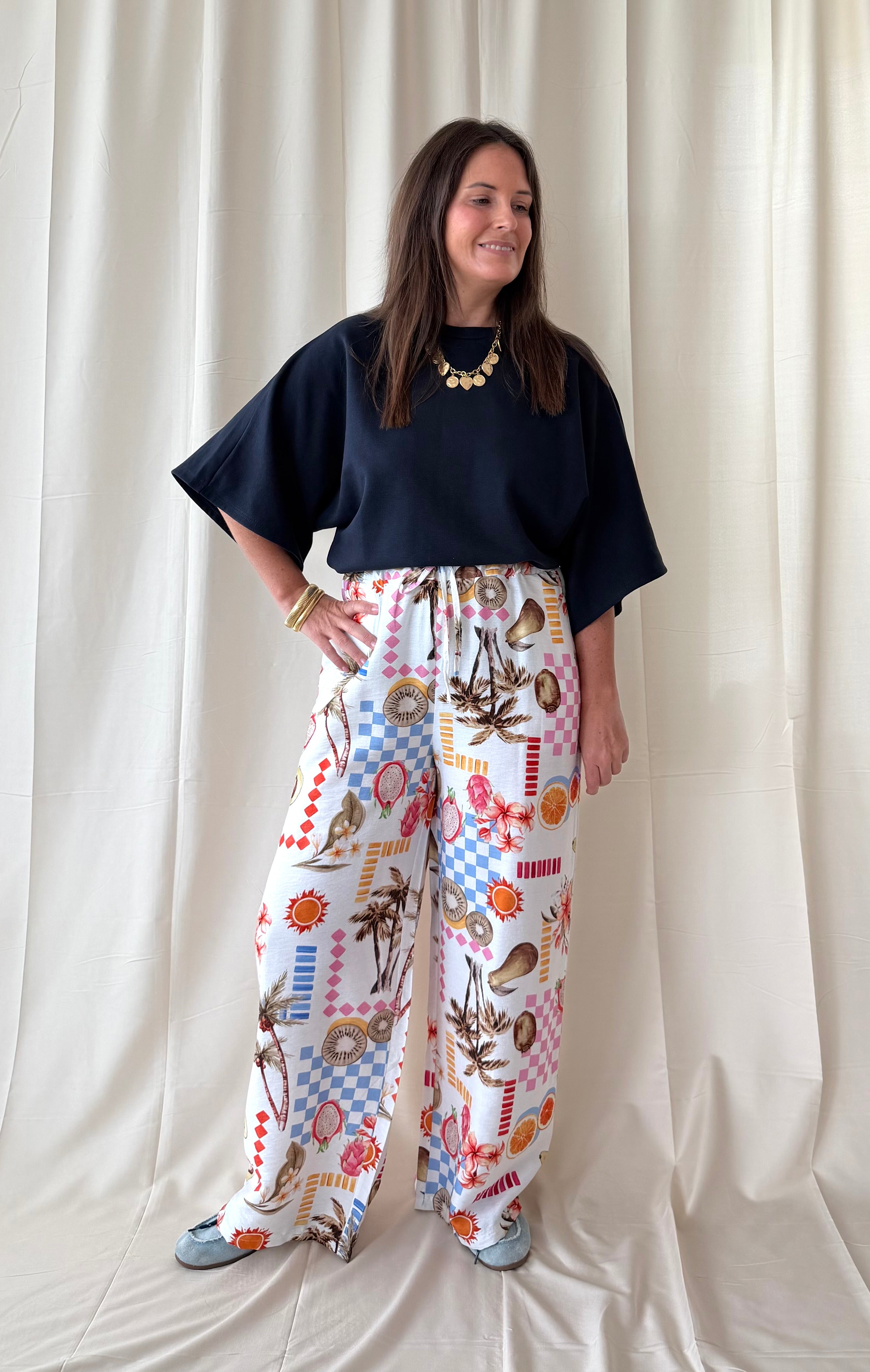 Brede losse broek met print - My Dressing