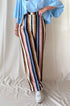 Gestreepte linnen broek in chocoladebruin - My Dressing