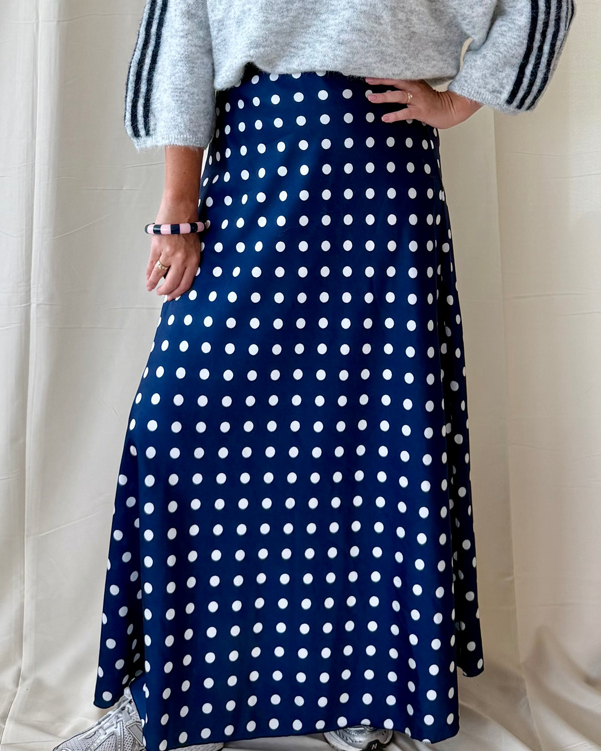 Polka dot maxi rok marine