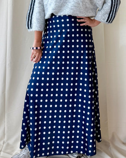 Polka dot maxi rok marine