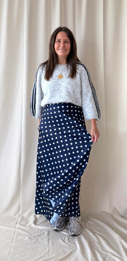 Polka dot maxi rok marine - My Dressing
