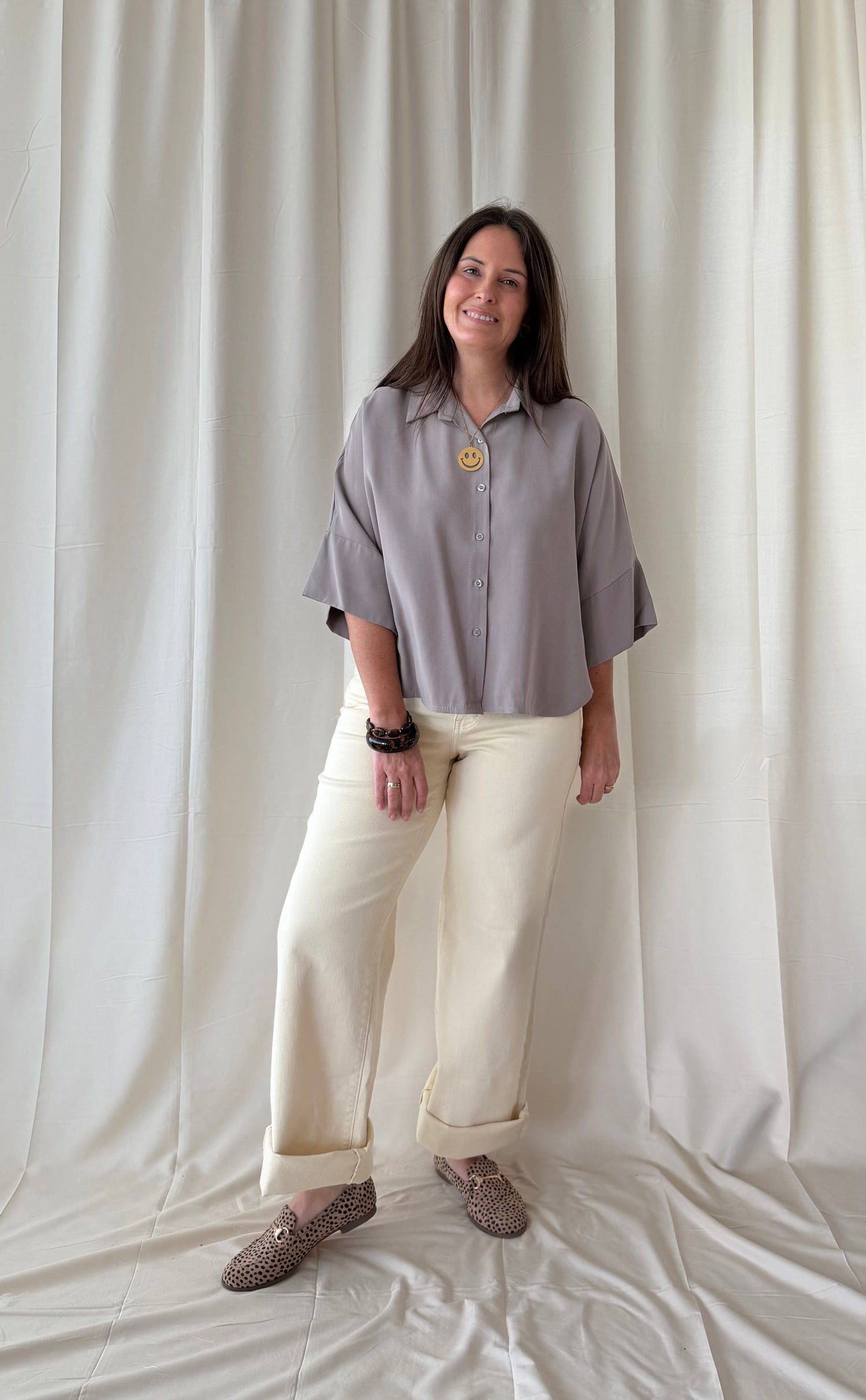 Losse blouse in taupe - My Dressing