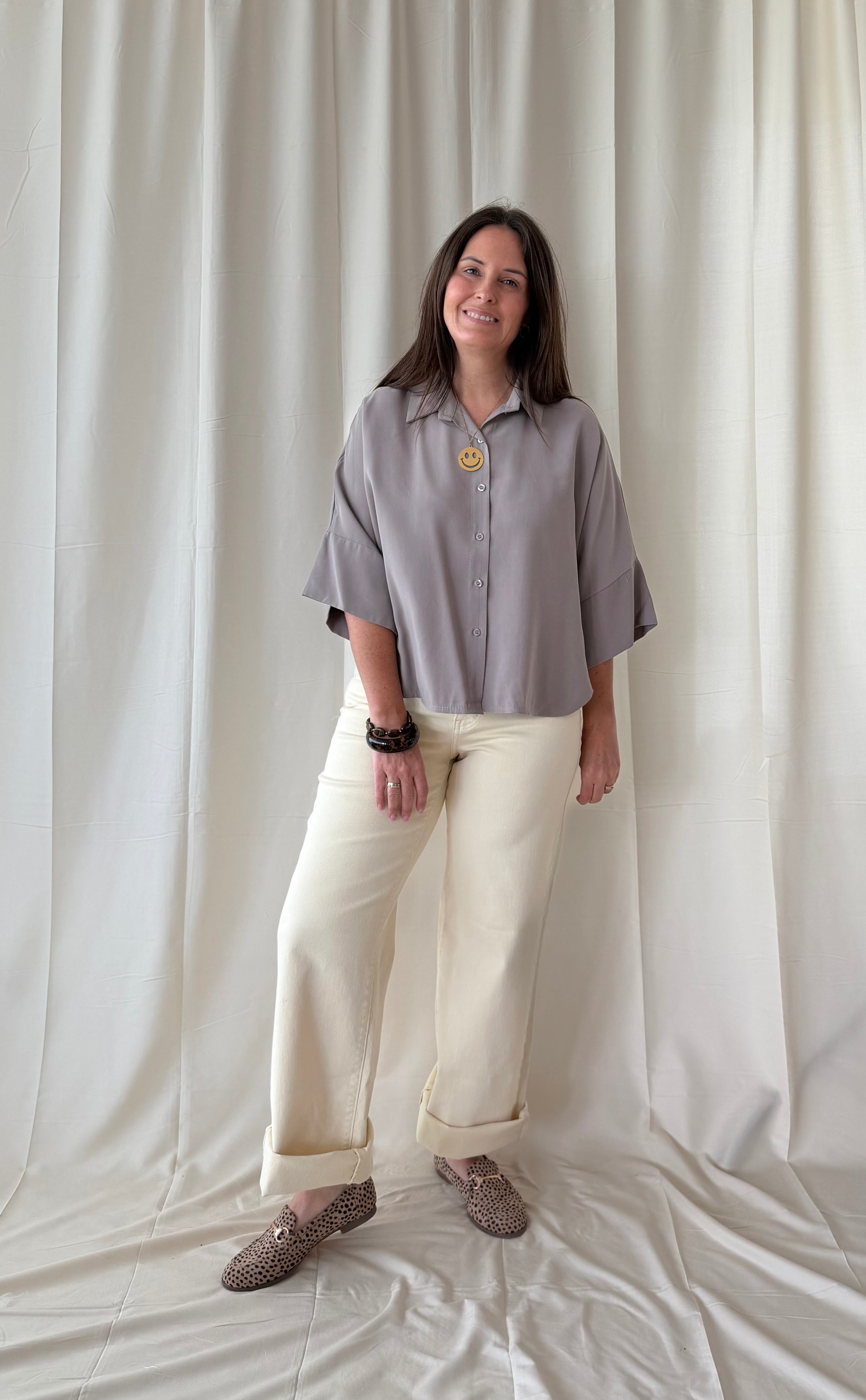 Losse blouse in taupe - My Dressing