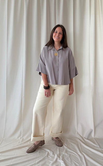 Losse blouse in taupe - My Dressing