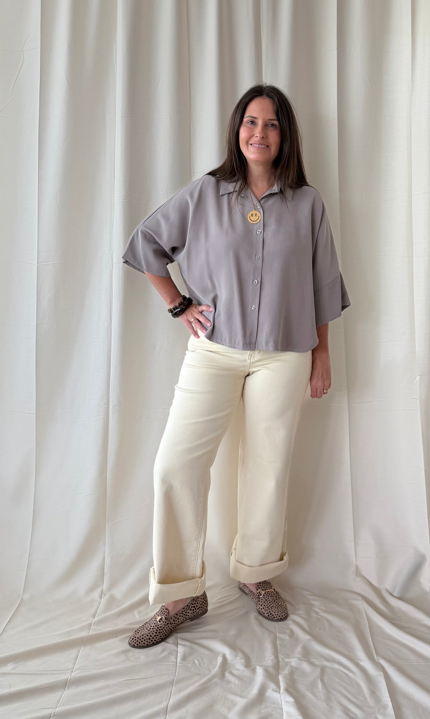 Losse blouse in taupe - My Dressing