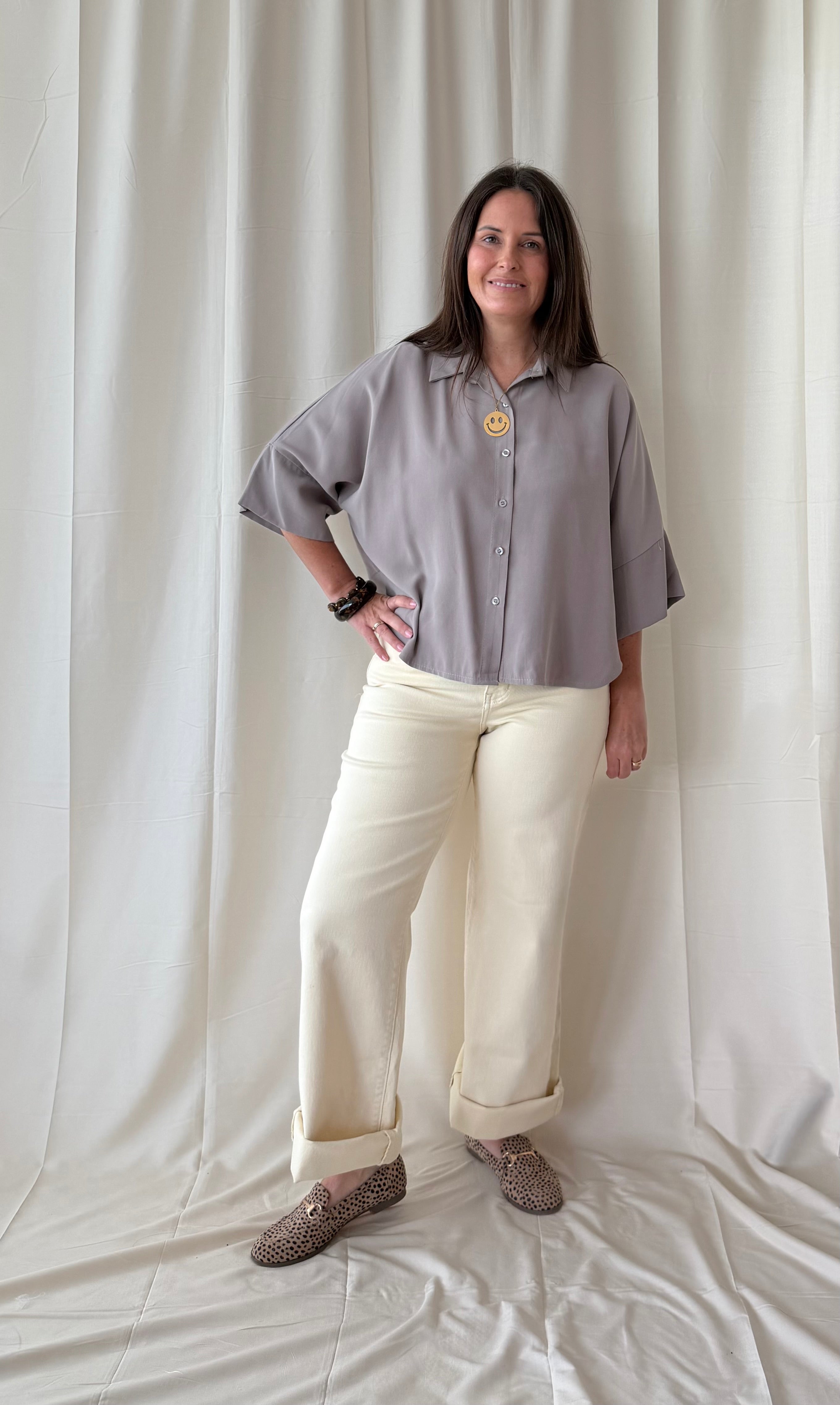 Losse blouse in taupe - My Dressing
