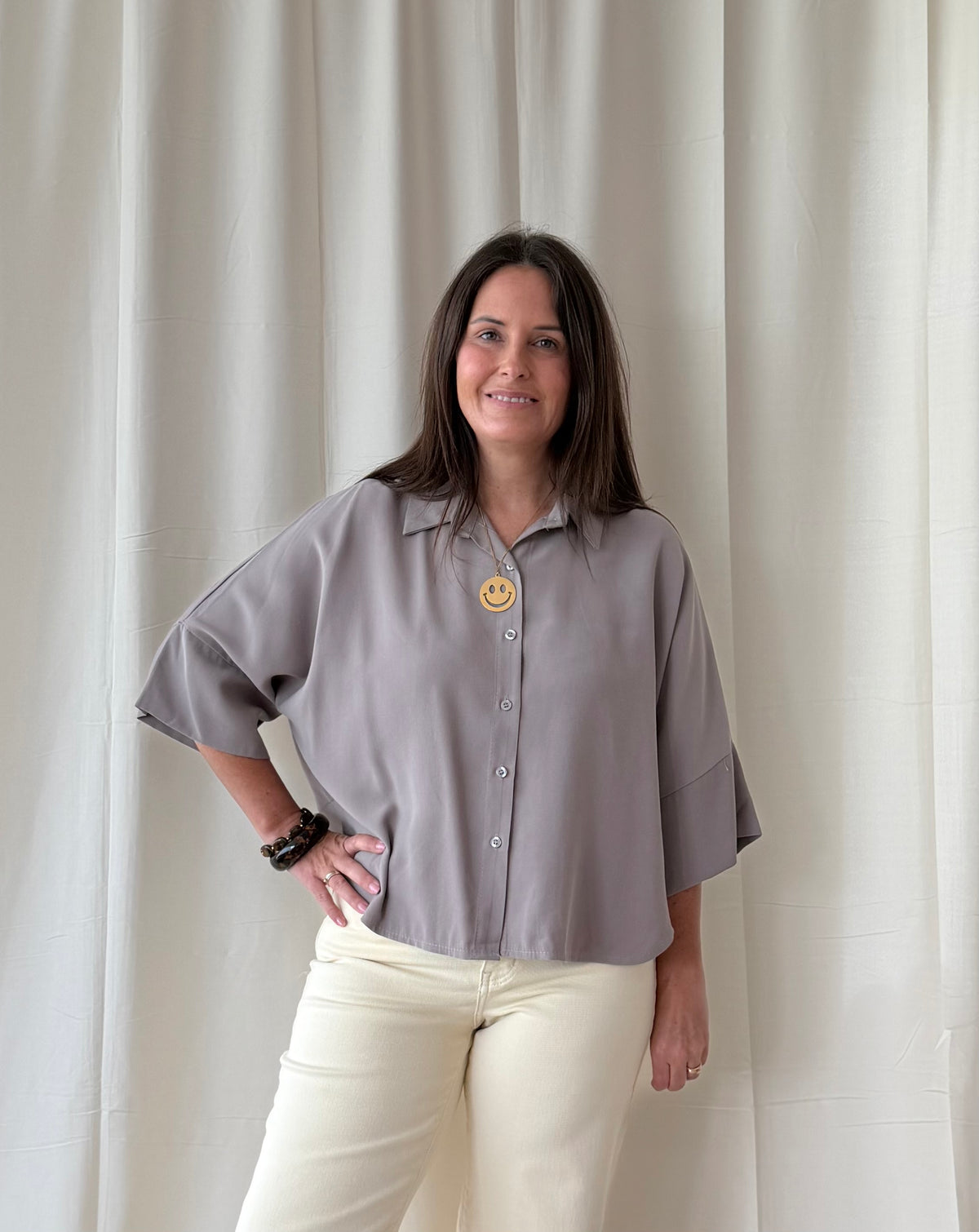 Kato blouse taupe/grijs