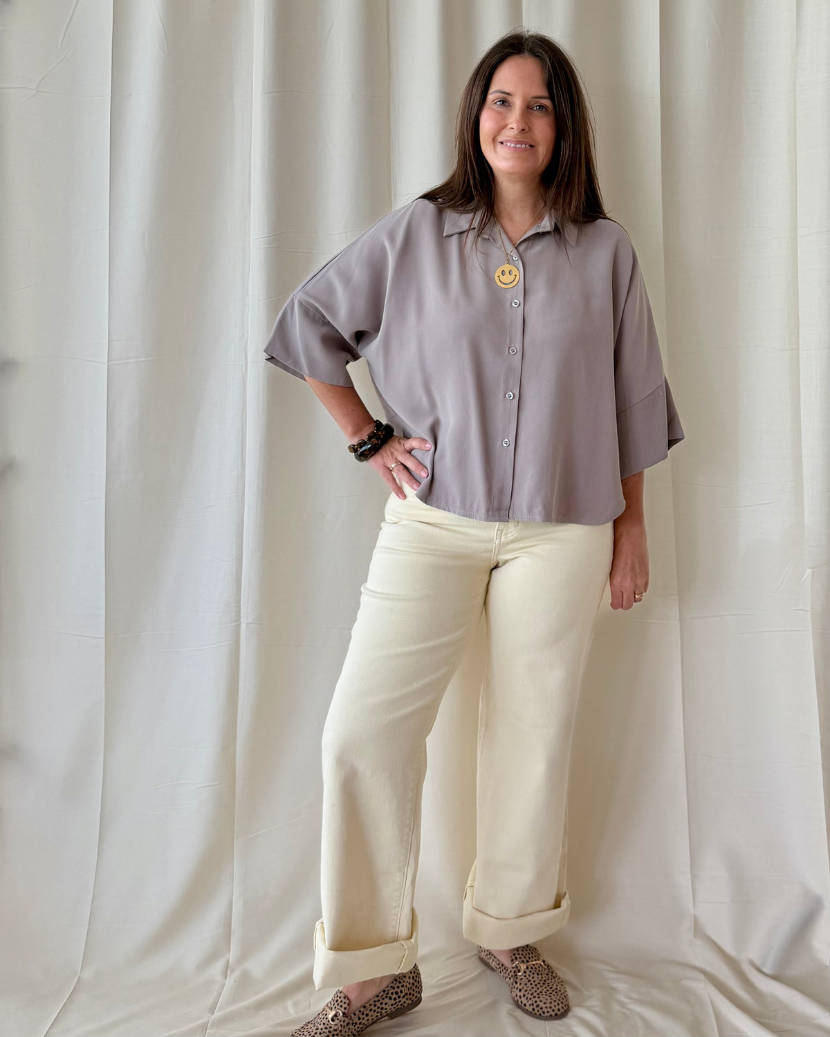 Kato blouse taupe/grijs
