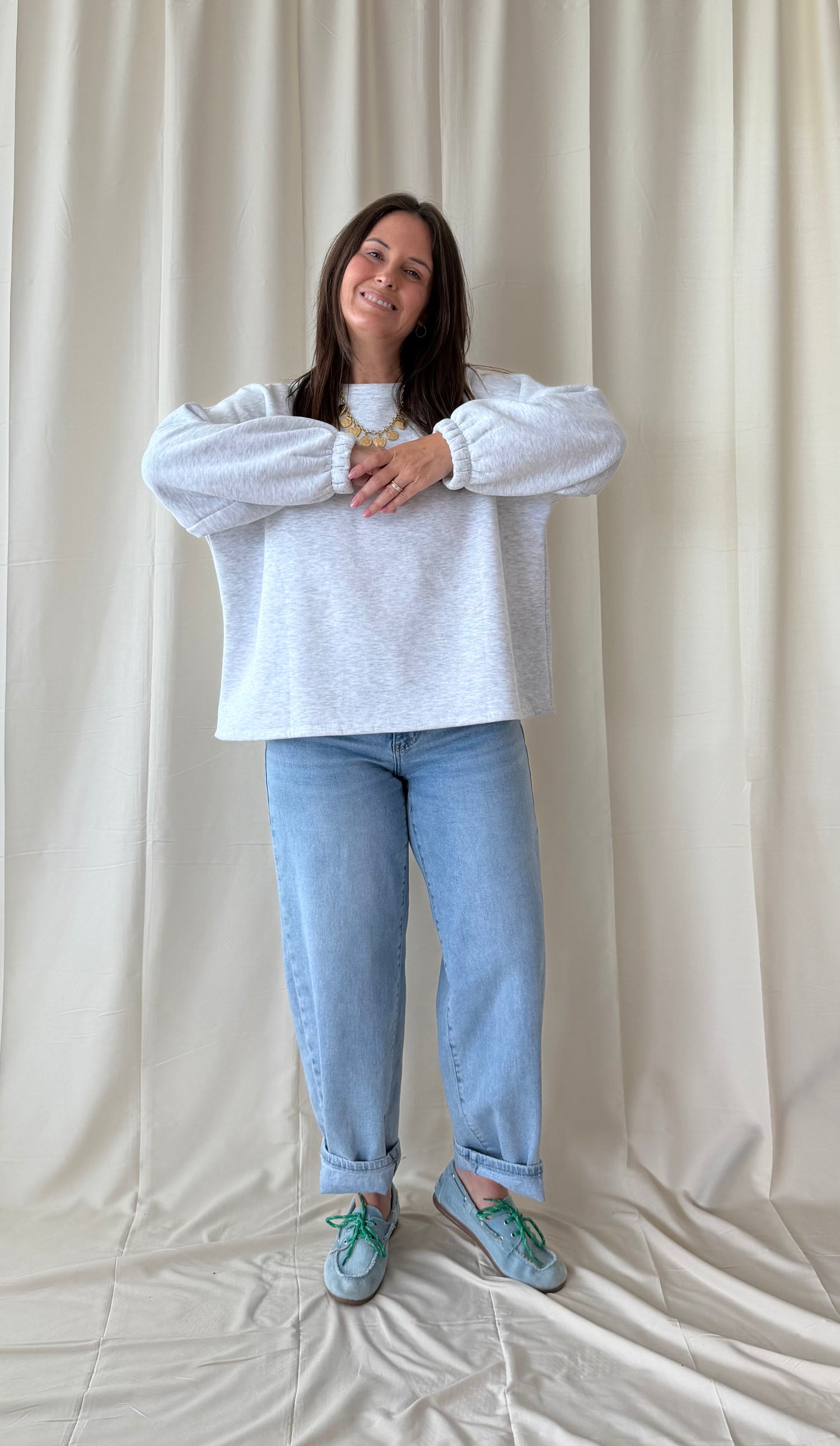 Grijze sweater matcha - My Dressing