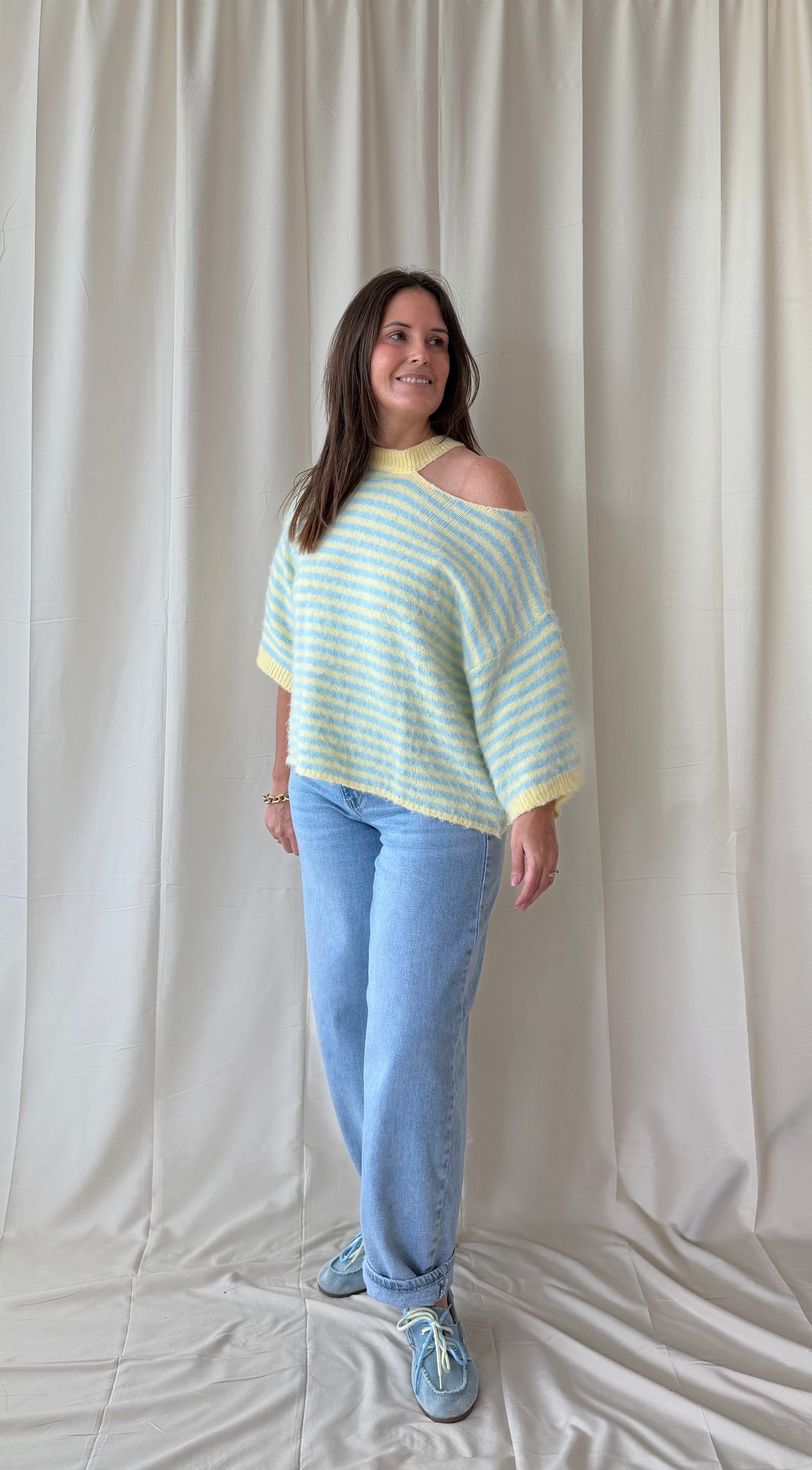Off shoulder trui met gestreept - My Dressing