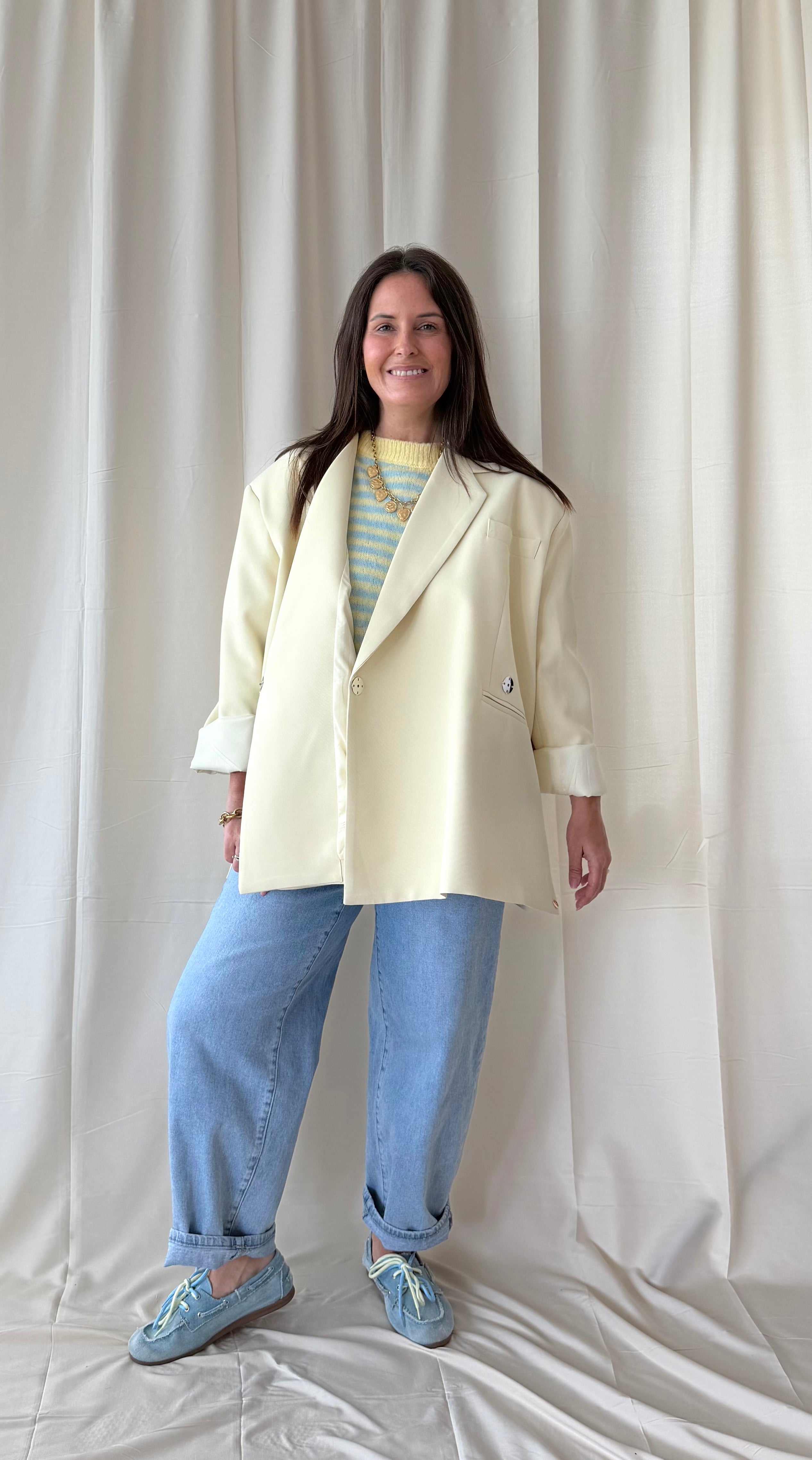 Lichtgele oversized blazer - My Dressing