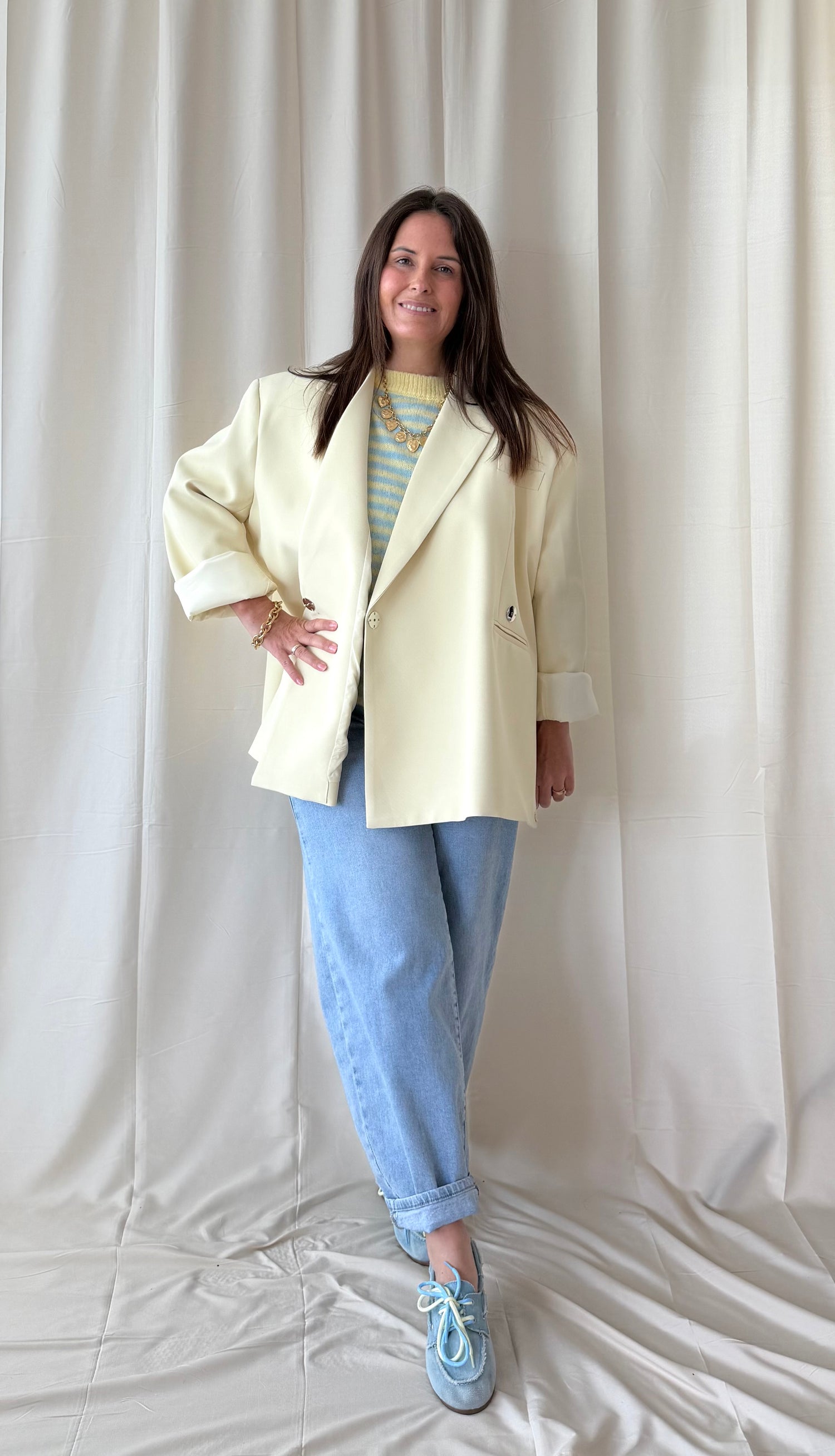 Lichtgele oversized blazer - My Dressing