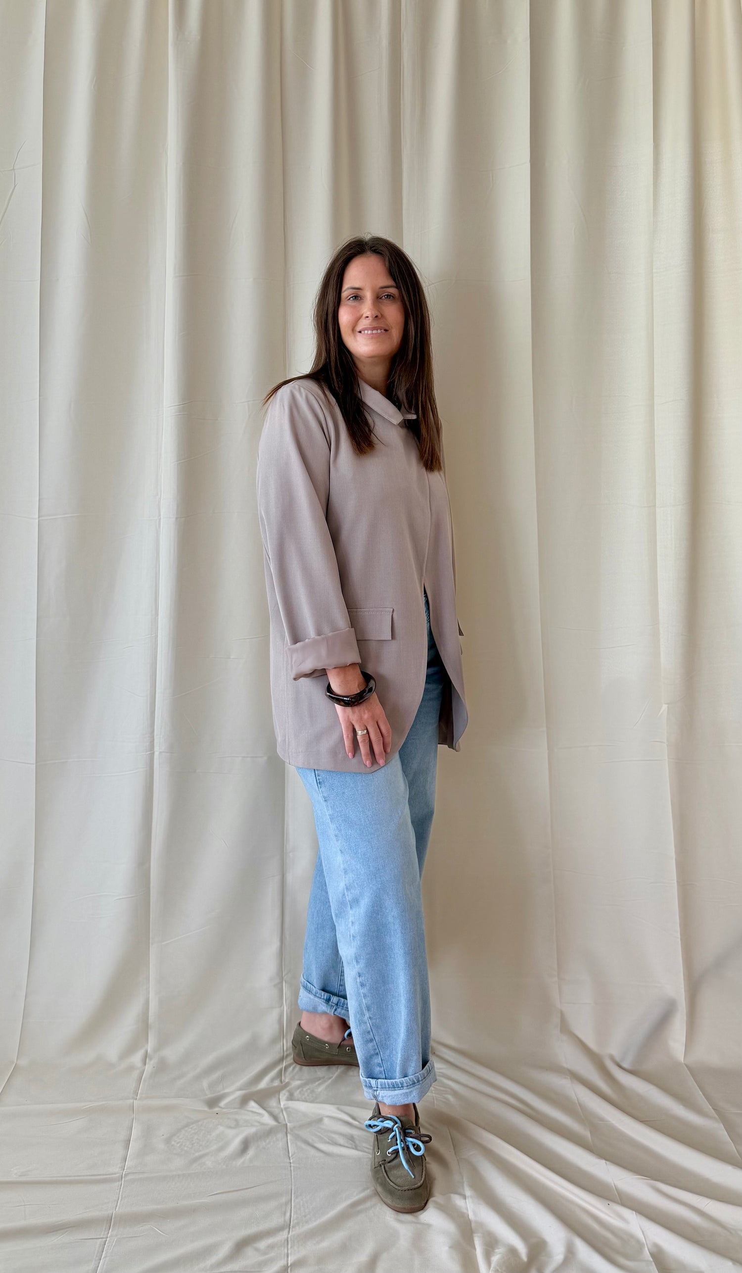 Blazer in taupe met lange mouwen - My Dressing