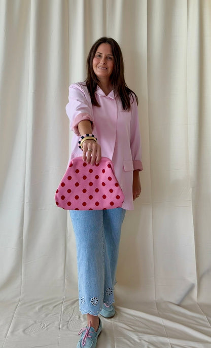 Dot clutch roze