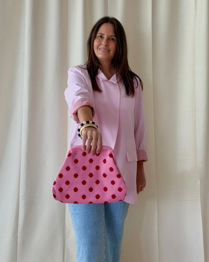 Dot clutch roze