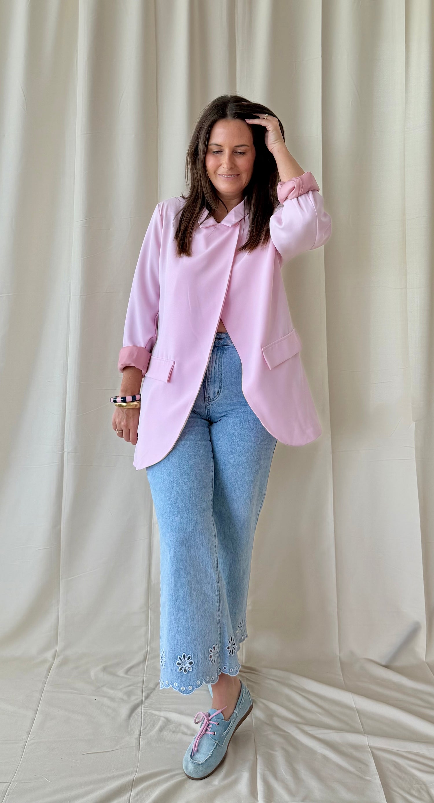 Roze blazer - assymetrische stijl - My Dressing