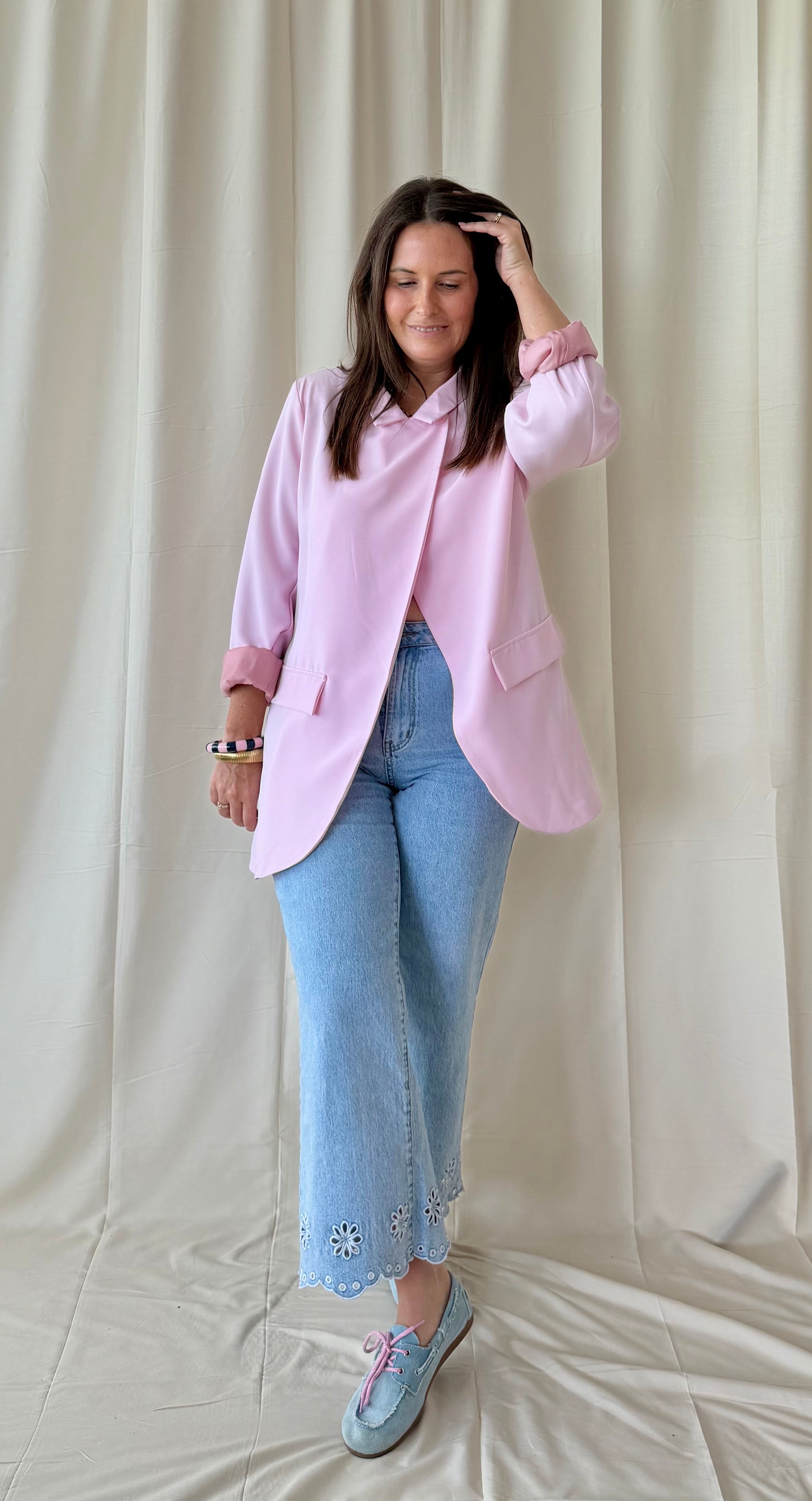 Roze blazer - assymetrische stijl - My Dressing