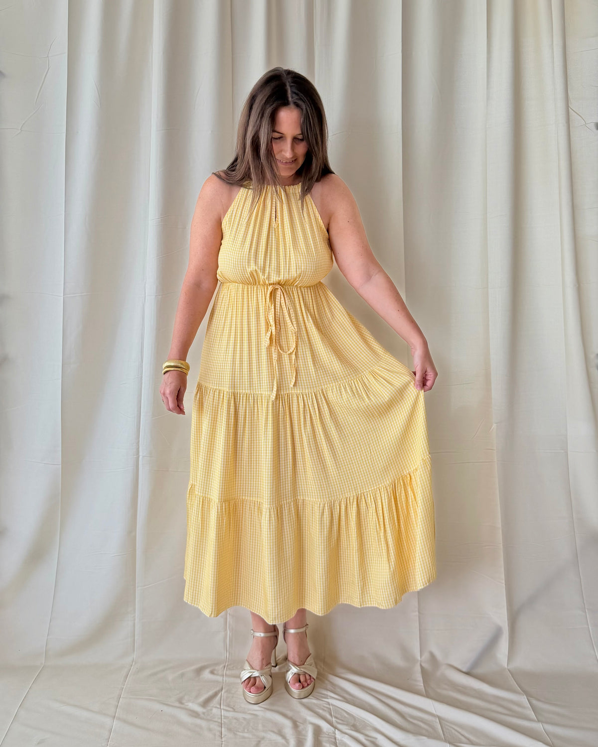 Donna maxi jurk geel