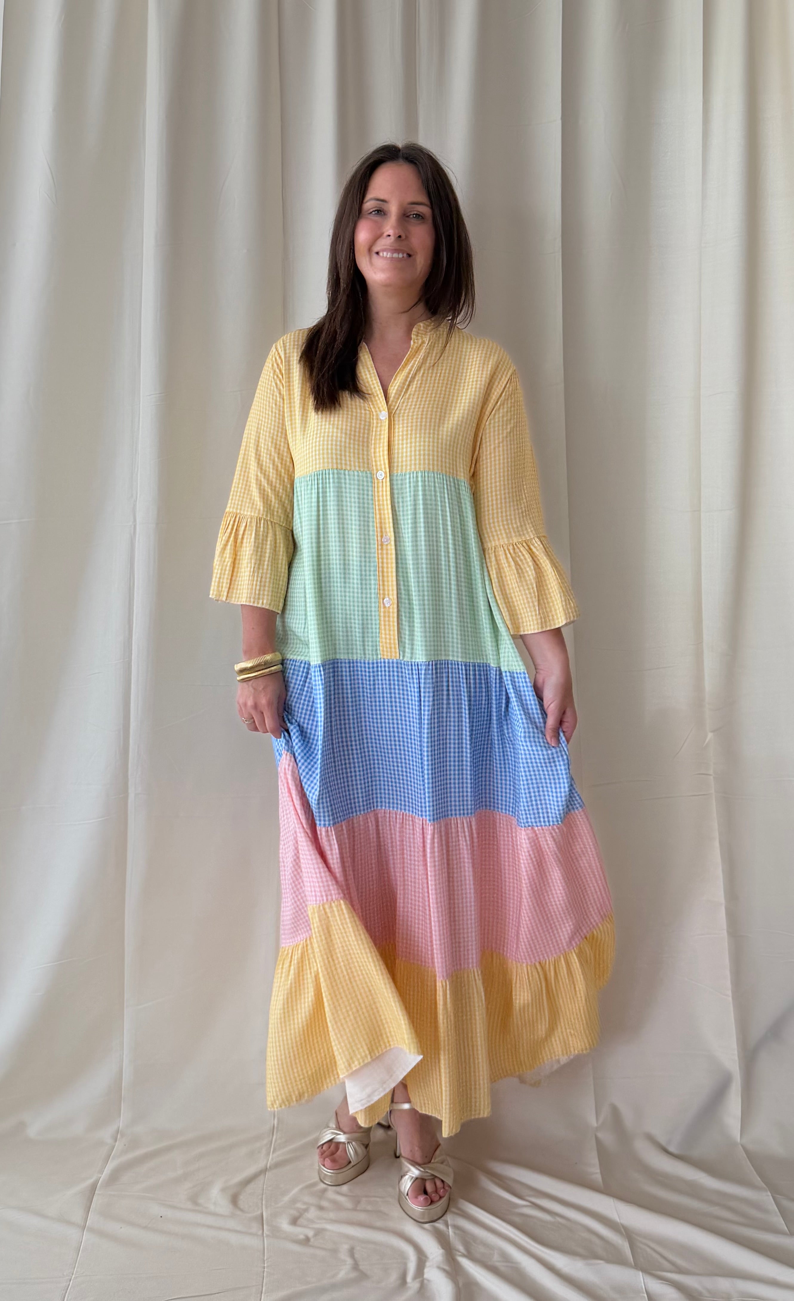 Colorblock vichy jurk - My Dressing