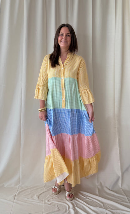 Colorblock vichy jurk - My Dressing