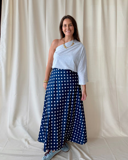 One shoulder top grijs