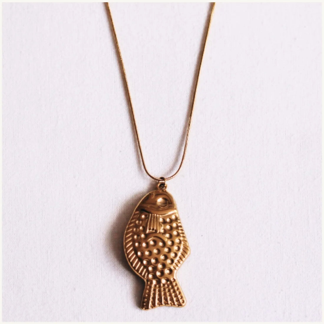 Lange fijne snake ketting met vis