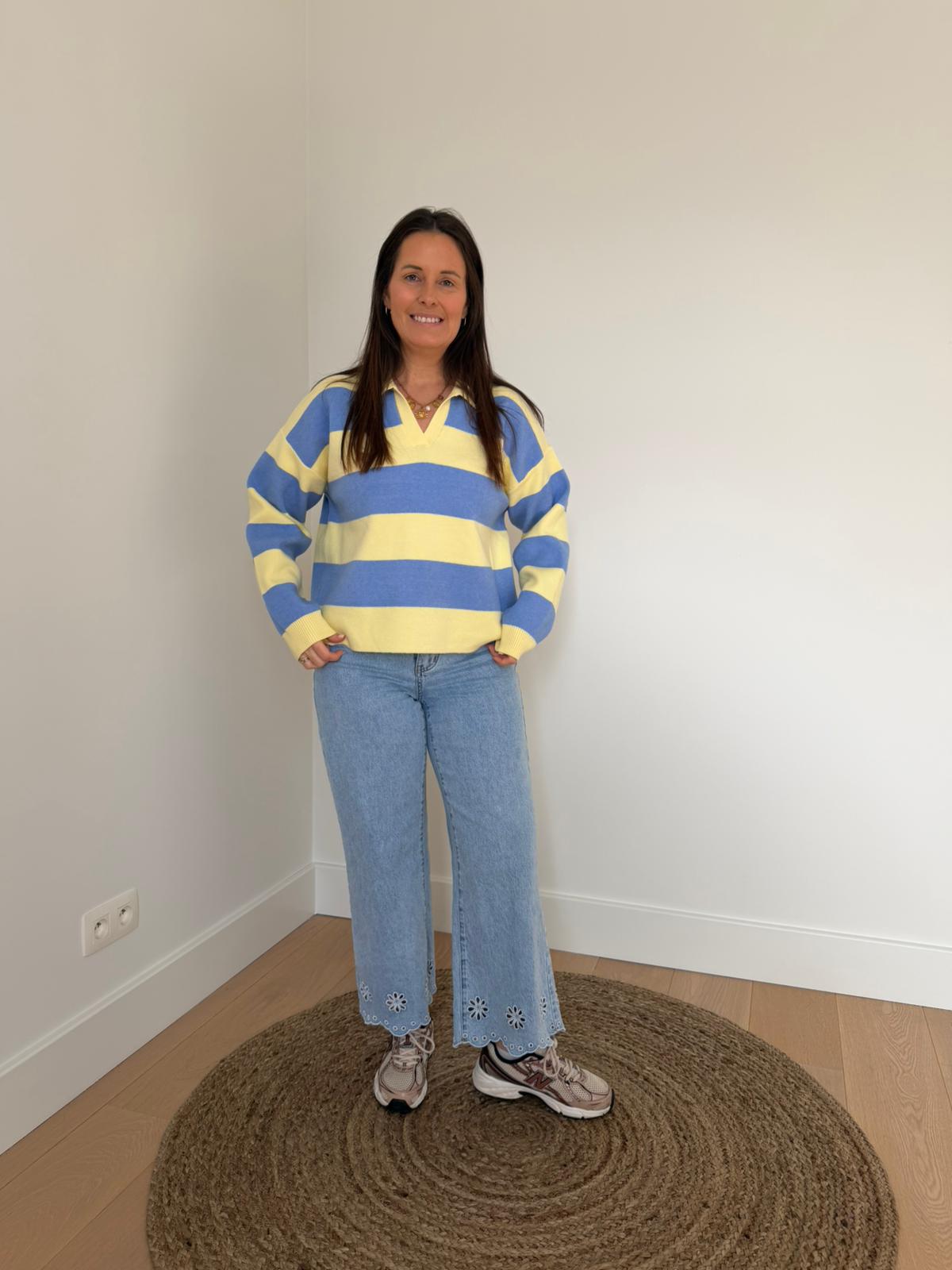 Blauw-geel gestreept shirt - My Dressing