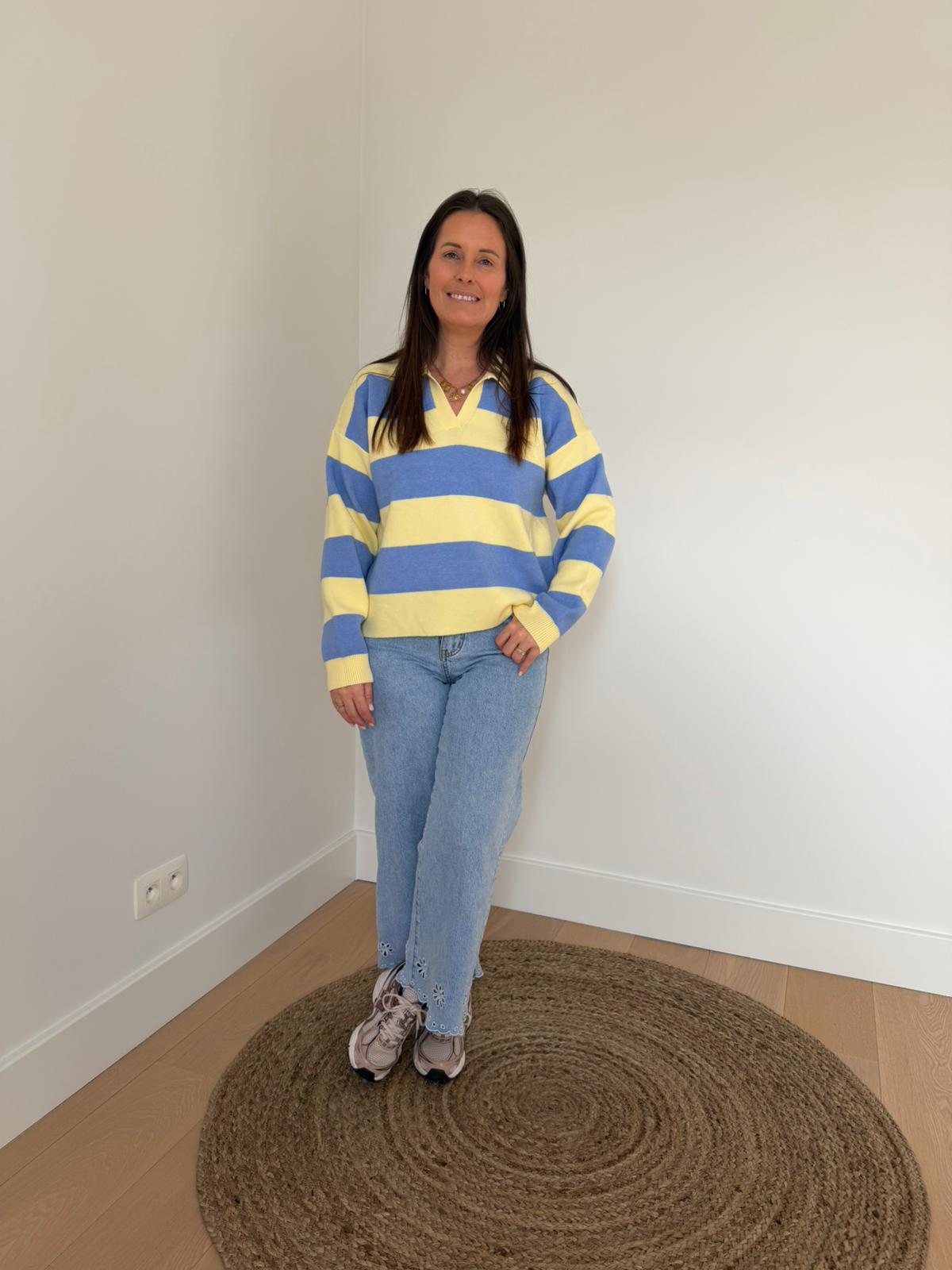 Blauw-geel gestreept shirt - My Dressing
