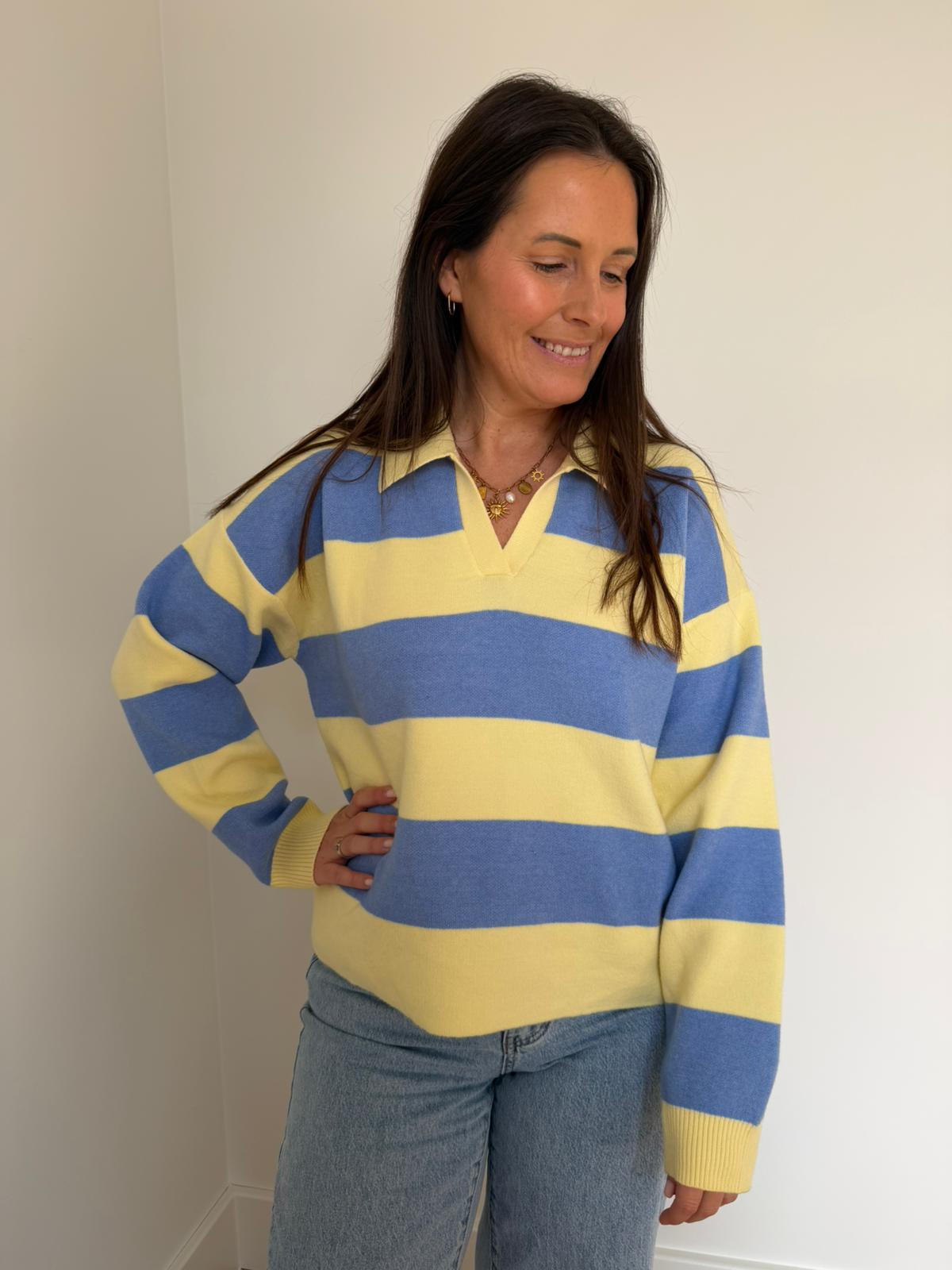 Blauw-geel gestreept shirt - My Dressing