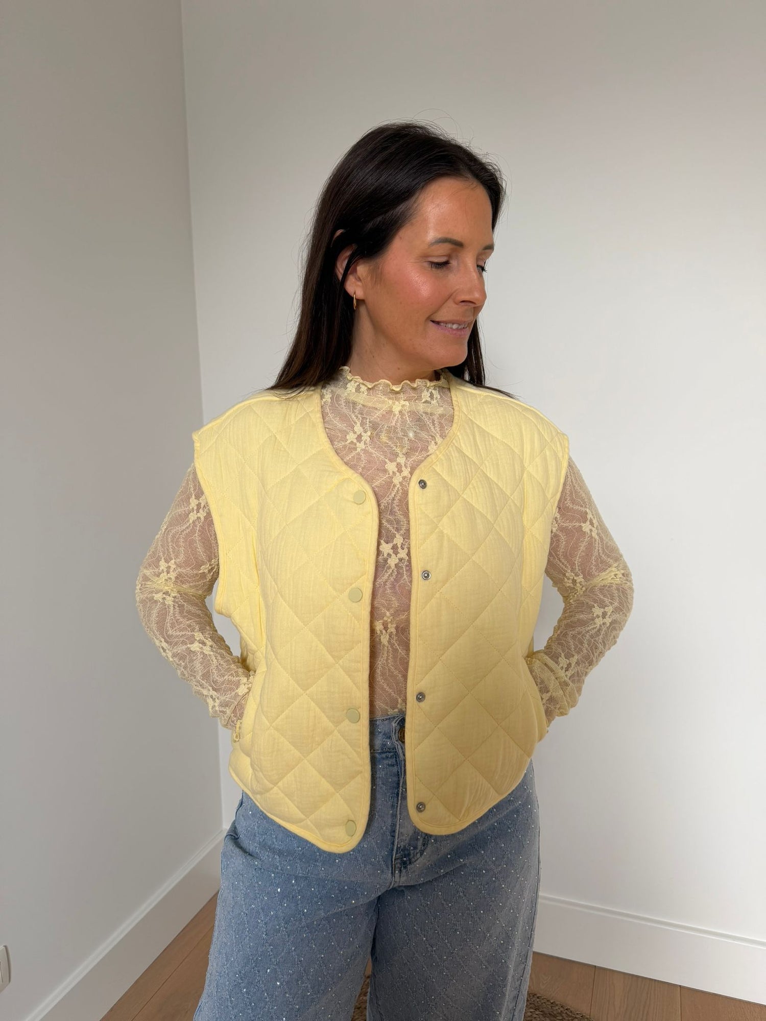 gilet butter yellow voor dames - My Dressing