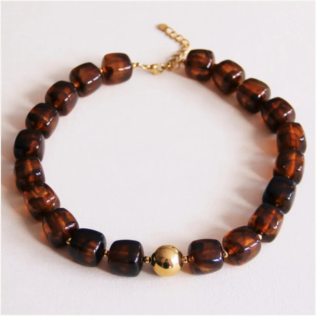 XL kralen ketting dames – opvallende resin statement necklace met stainless steel slotje bij My Dressing