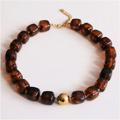 XL kralen ketting dames – opvallende resin statement necklace met stainless steel slotje bij My Dressing