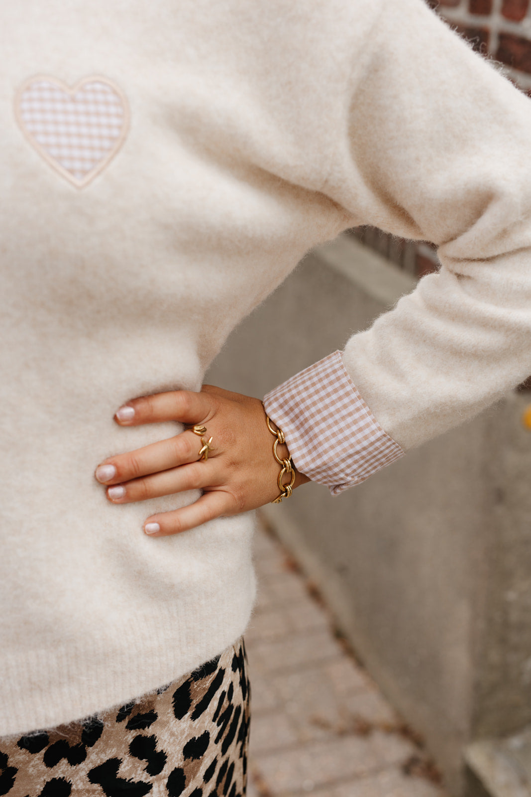 Heart knit beige Kilky