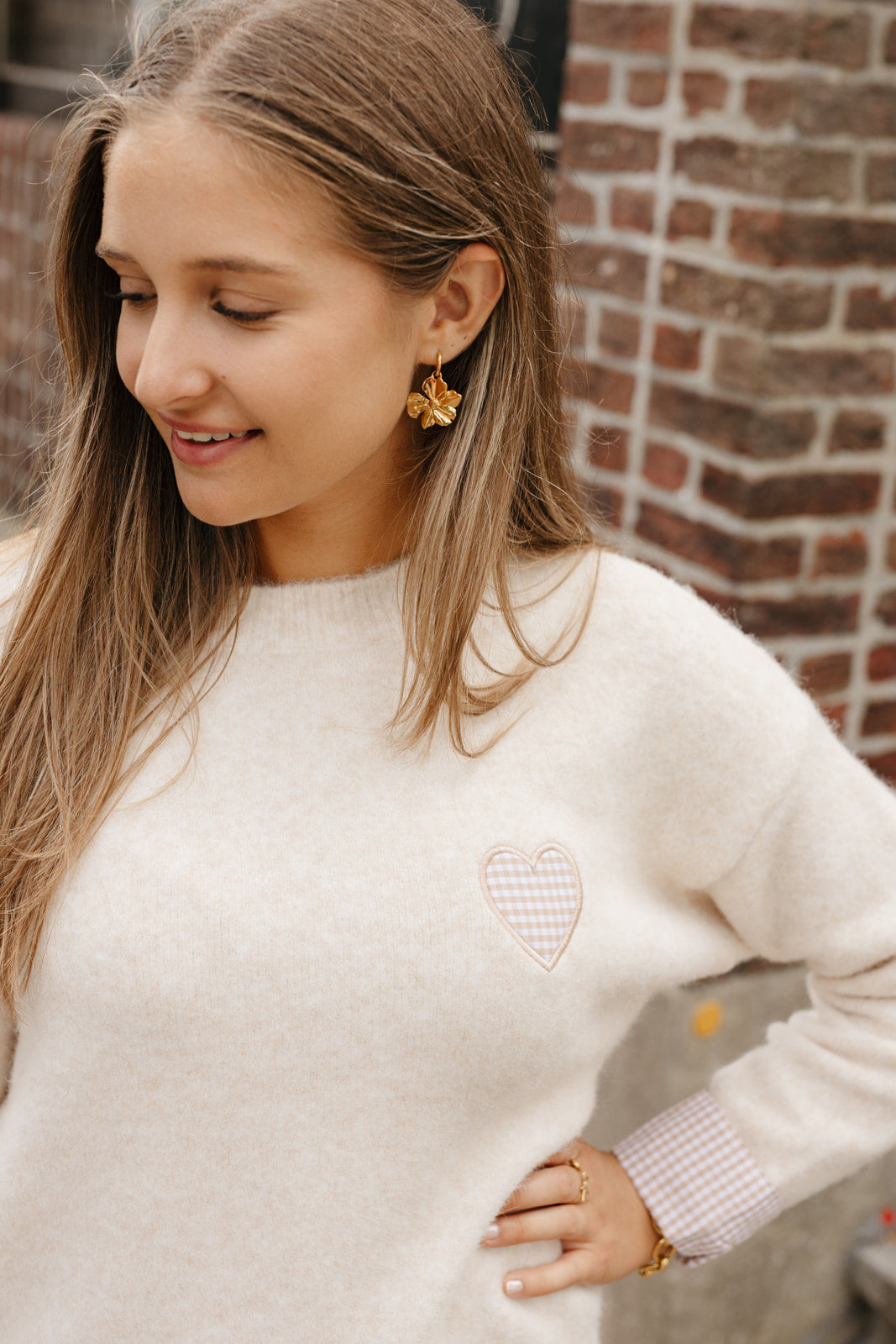 Heart knit beige Kilky